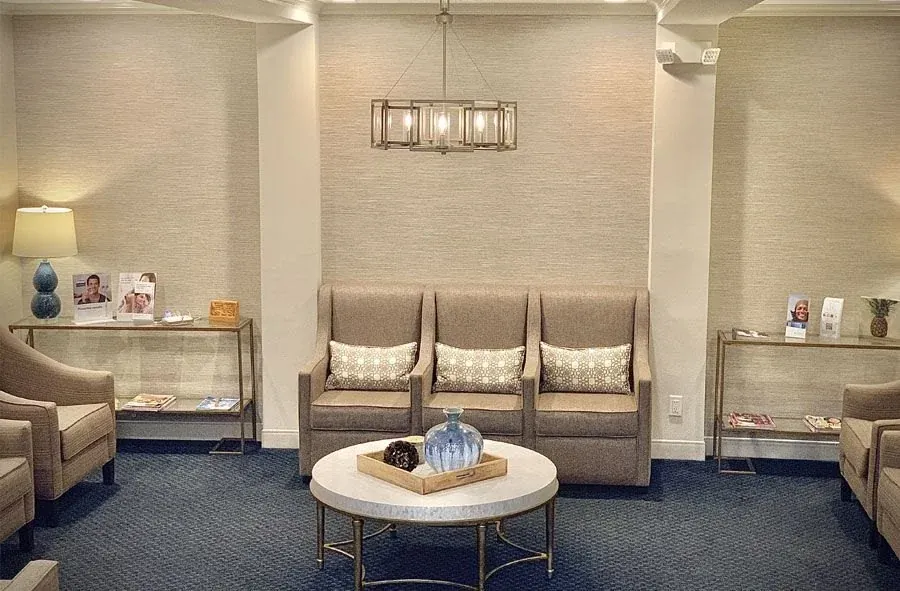 The waiting room at Garden City Dental Group.